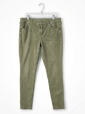 American Eagle Next Level Stretch Jeggings Size 16 Long Olive Green Skinny